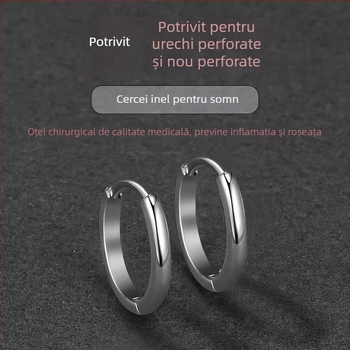 Cercei pentru bărbați din oțel de titan, design minimalist geometric, cercuri și știfturi