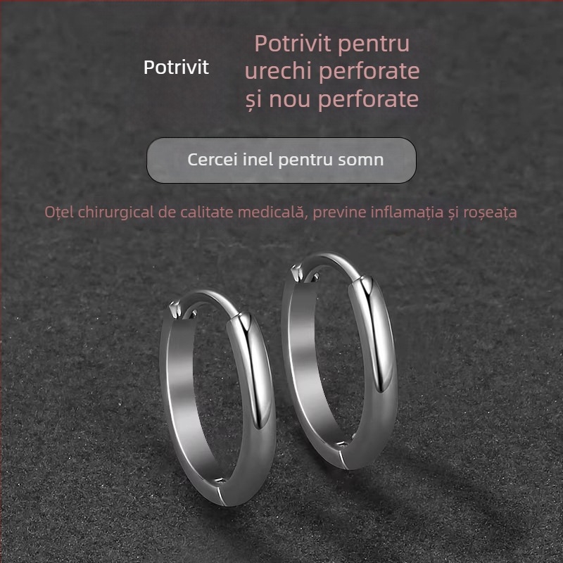 Cercei pentru bărbați din oțel de titan, design minimalist geometric, cercuri și știfturi
