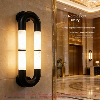 Lampa de perete din marmură, în stil franțuzesc, cu LED, pentru coridoare de hotel, foaier și living
