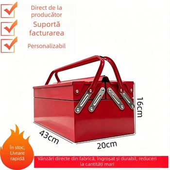 Cutie de unelte metalice portabilă, set complet multifuncțional pentru casă, atelier și reparații auto