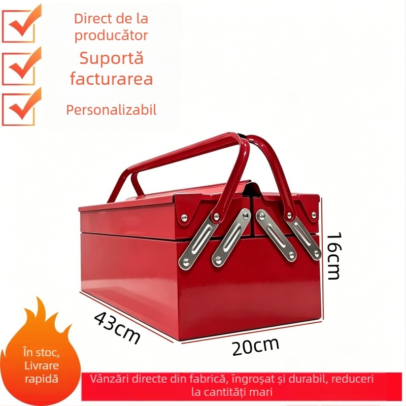 Cutie de unelte metalice portabilă, set complet multifuncțional pentru casă, atelier și reparații auto