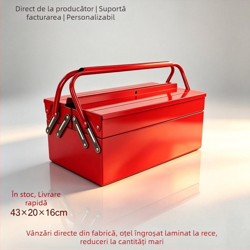 Cutie de unelte metalice portabilă, set complet multifuncțional pentru casă, atelier și reparații auto