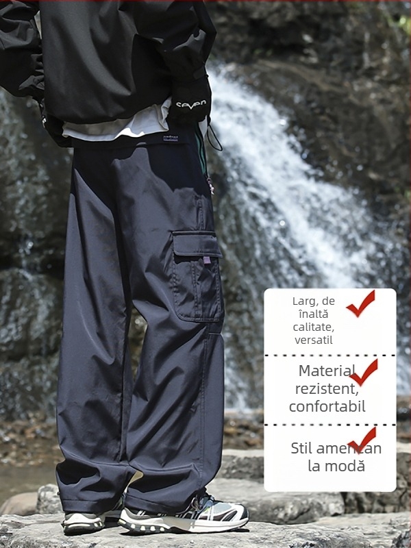 Pantaloni de lucru pentru bărbați, primăvară-toamnă, croială liberă, drepți, pantaloni sport casual