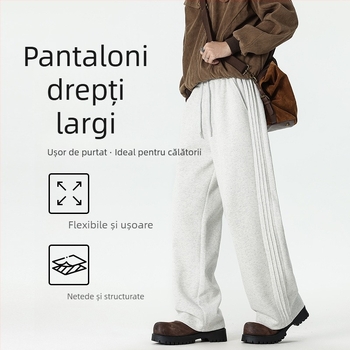 2025 Pantaloni sport casual pentru bărbați, croială dreaptă, largi, poliester