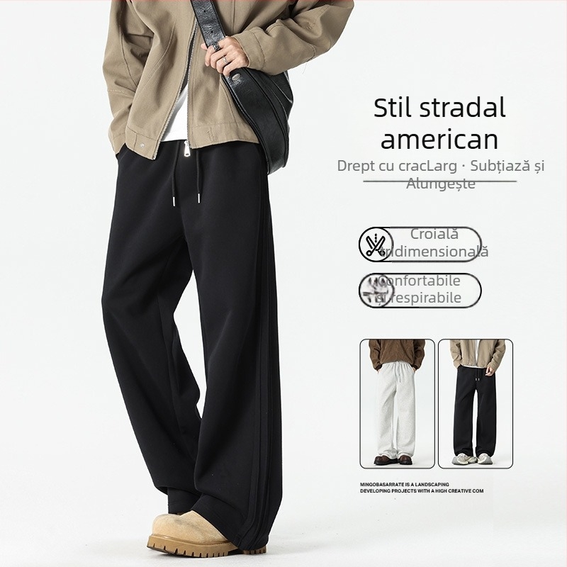2025 Pantaloni sport casual pentru bărbați, croială dreaptă, largi, poliester