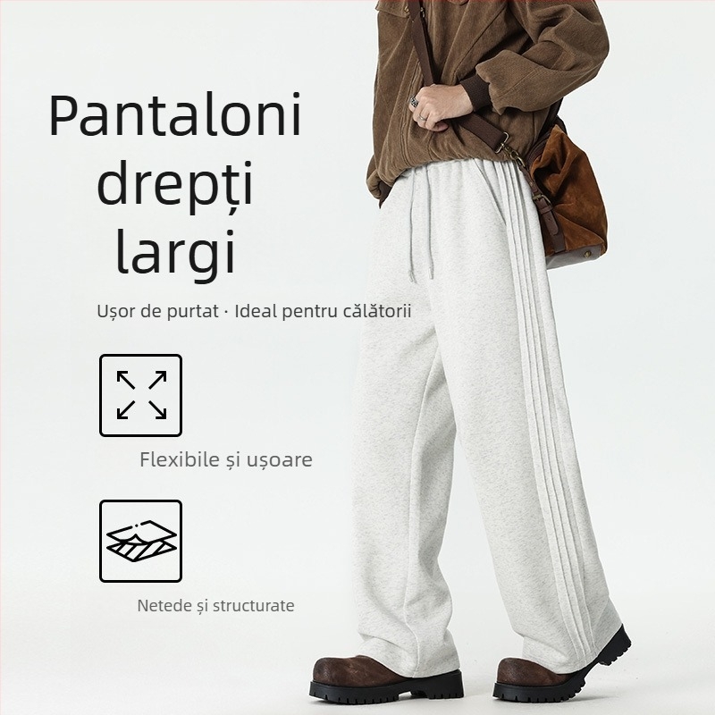 2025 Pantaloni sport casual pentru bărbați, croială dreaptă, largi, poliester
