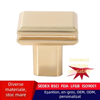 Mâner pentru dulap din alamă, stil modern minimalist, pentru sertare și uși, design franțuzesc, finisaj auriu