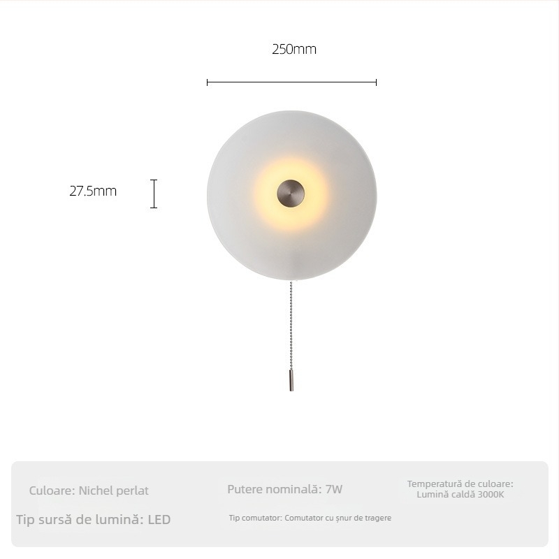 Lampă LED de perete pentru dormitor – lampă premium, lampă de perete cu mâner de tragere, corp decorativ cu design modern minimalist