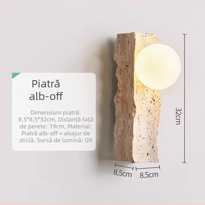 Lampa de perete din travertin galben, stil vintage wabi-sabi, senzație retro de înaltă clasă, pentru pensiuni, sufragerie, dormitoare, holuri și scări