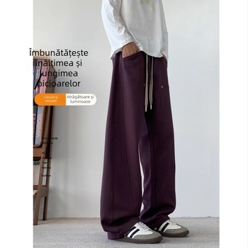 Pantaloni sport pentru bărbați, stil american – croială largă, drept, plus size, pentru primăvară și toamnă