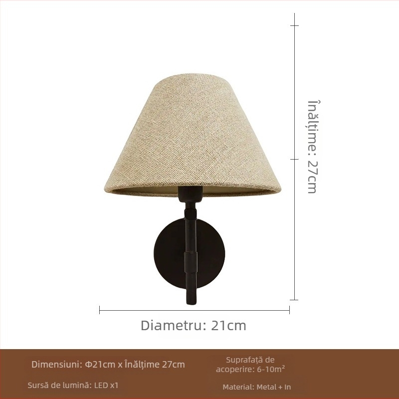 Lampă de perete în stil Wabi-Sabi, design japonez retro, americane mid-century și nordic pentru dormitor și hol, lampă ambientală simplă