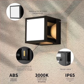 IP65 Lampa de perete, rezistentă la apă, reglabilă, LED, pentru exterior, vilă și curte