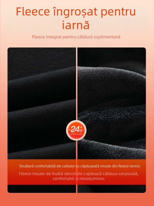 Pantaloni sport pentru bărbați, croială lejeră și largi, căptuțiți cu fleece pentru iarnă, casual și la modă.