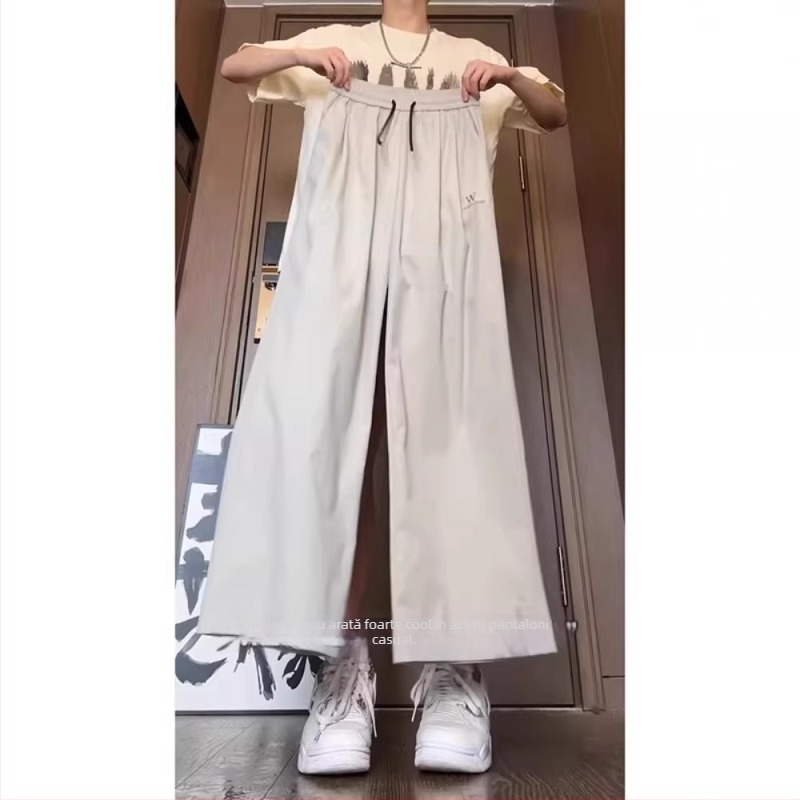 Pantaloni de vară pentru bărbați, stil japonez, din denim, pantaloni de lucru casual, uscare rapidă, croială dreaptă lejeră, mărime mare