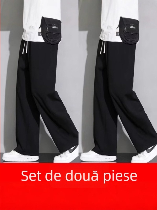 Pantaloni bărbați pentru primăvară-toamnă, uni, casual, croială dreaptă