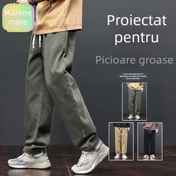 Pantaloni casual de lucru pentru bărbați, mărime plus, croială relaxată, verde militar
