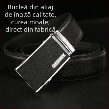 Centură din piele naturală cu cataramă automată, din piele de bivină în două straturi, pentru bărbați, stil casual/business, lățime 2–4 cm, lungimi 110–130 cm