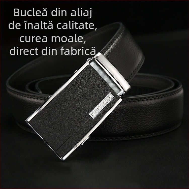 Centură din piele naturală cu cataramă automată, din piele de bivină în două straturi, pentru bărbați, stil casual/business, lățime 2–4 cm, lungimi 110–130 cm