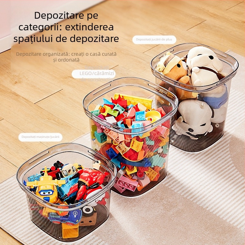 Taburet depozitare din plastic transparent pentru uz casnic, taburet multifuncțional pentru depozitarea jucăriilor și pantofilor