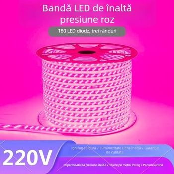 Bandă LED mov-roz, 220V, iluminare decorativă pentru casă, iluminare romantică și creativă pentru KTV, foarte puternică, rezistentă la apă pentru exterior