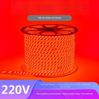 Bandă LED mov-roz, 220V, iluminare decorativă pentru casă, iluminare romantică și creativă pentru KTV, foarte puternică, rezistentă la apă pentru exterior