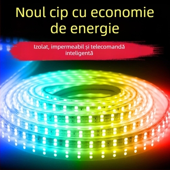Bandă LED neon pentru uz casnic, telecomandă, multicoloră, impermeabilă, RGB, 220V, schimbare de culoare, pentru tavanul sufrageriei și exterior