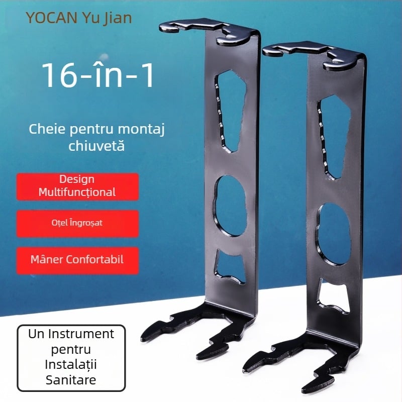 Cheie pentru chiuvetă 16 în 1, îngroșată, pentru demontare și montaj în baie