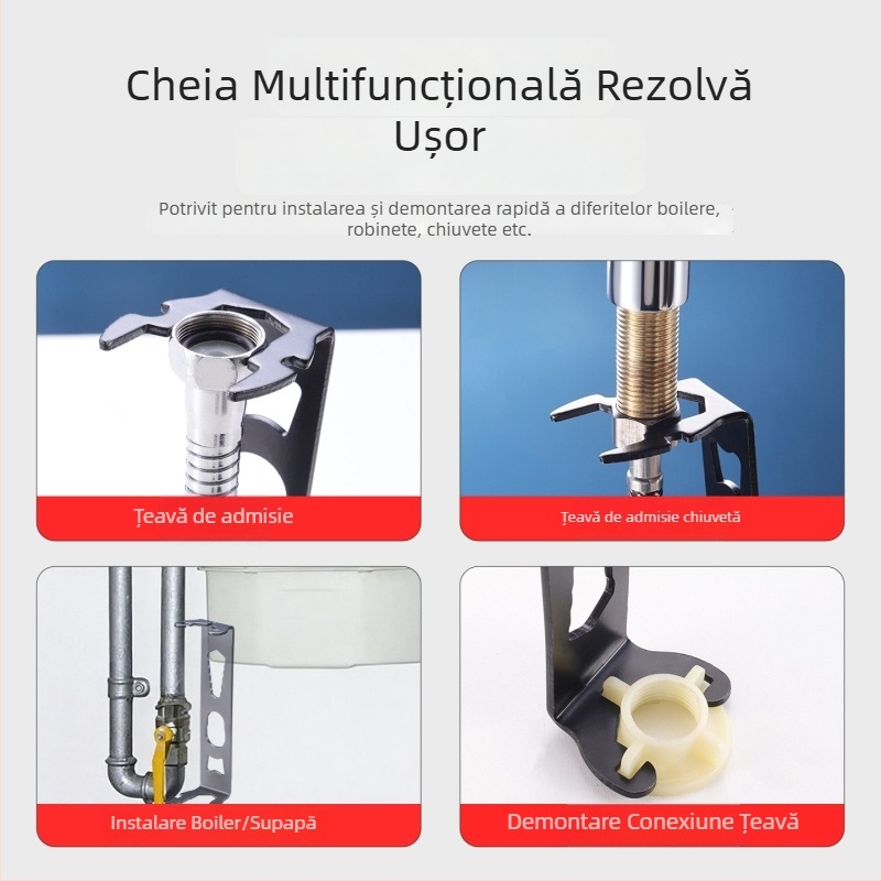 Cheie pentru chiuvetă 16 în 1, îngroșată, pentru demontare și montaj în baie