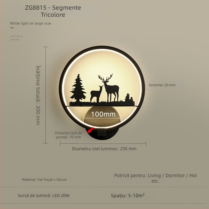 Lampă de perete LED cu spectru complet pentru dormitor, noptiere, scară, sufragerie și birou – iluminat de perete minimalist