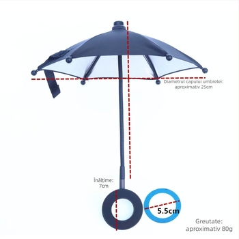 Umbrelă circulară magnetică pentru telefon, compatibil MagSafe, pentru iPhone – umbrelă mini de protecție solară