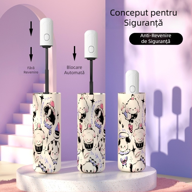 Umbrelă pentru copii, deschidere automată, pliabilă, protecție UV UPF 50+, design desen animat, pentru fete