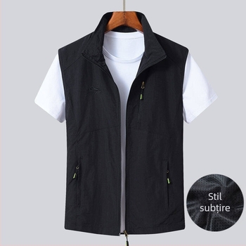 Vestă de bărbați fără mâneci, ușoară, pentru primăvară-vară, respirabilă, uscată rapid, stil casual sport.