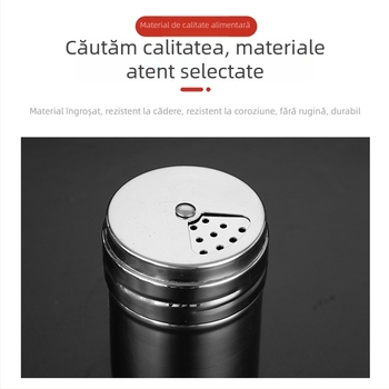 Recipient de bucătărie din oțel inoxidabil pentru condimente, sare și piper, recipient BBQ, rezistent la umezeală, gaură mare, recipient rotativ pentru scobitori