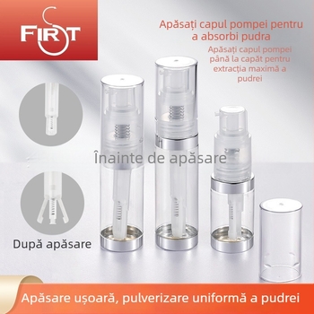 Sticluță spray pentru praf uscat, 60 ml/35 ml/50 ml, PET+PP, transparentă cu capac auriu sau argintiu, dozare uniformă