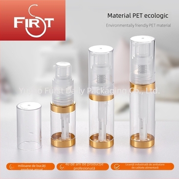 Sticluță spray pentru praf uscat, 60 ml/35 ml/50 ml, PET+PP, transparentă cu capac auriu sau argintiu, dozare uniformă
