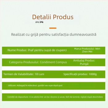 Praf de supă cu ciuperci pentru uz comercial, îmbunătățitor de aromă, condiment pentru hot pot, 500 g