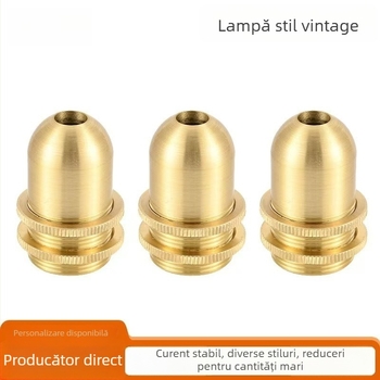 Suport pentru soclu E14 din alamă cu nucleu ceramic, rezistent la temperaturi înalte, suport lampă vintage cu inel dublu
