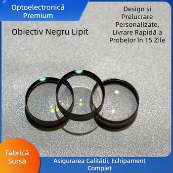 Lentilă acromată dublu lipită din sticlă optică neagră; elemente de obiectiv, prismă și lentilă convexă
