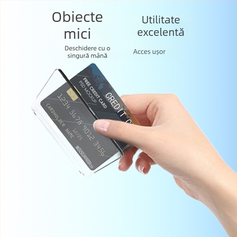 Suport magnetic pentru card cu spate transparent, autoadeziv, pentru ID, card de student și stocare fotografii