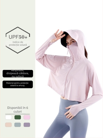 Pelerină pentru femei cu glugă UPF50+ din Ice Silk, respirabilă, uscare rapidă, protecție solară