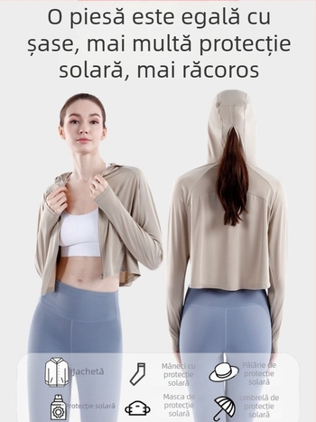 Pelerină pentru femei cu glugă UPF50+ din Ice Silk, respirabilă, uscare rapidă, protecție solară