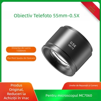 Obiectiv de extensie pentru microscop MS05 0,5x 55 mm, compatibil cu 2UUL MC7060