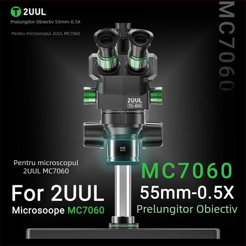 Obiectiv de extensie pentru microscop MS05 0,5x 55 mm, compatibil cu 2UUL MC7060