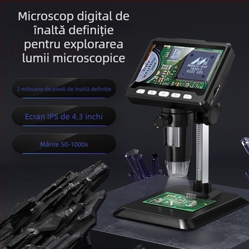 Microscop digital cu ecran HD de 4,3 inci, mărire 1000x, senzor de 2MP, destinat uzului de laborator