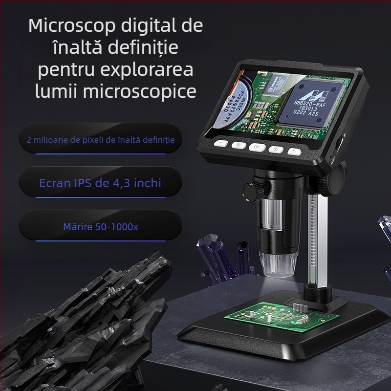 Microscop digital cu ecran HD de 4,3 inci, mărire 1000x, senzor de 2MP, destinat uzului de laborator