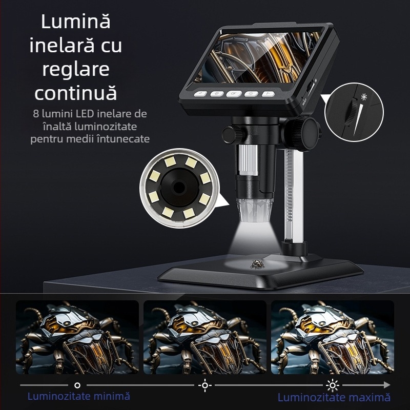 Microscop digital cu ecran HD de 4,3 inci, mărire 1000x, senzor de 2MP, destinat uzului de laborator