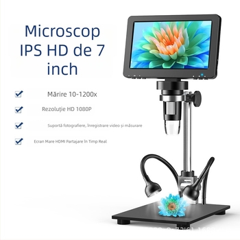 Microscop digital HDMI de 7 inch, ecran IPS, lupă de mărire pentru reparații la telefoane mobile, unghi industrial lat