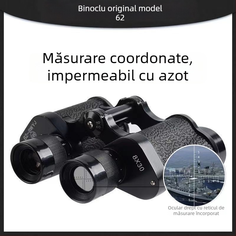 Model 62, binoclu 8x30 HD cu măsurare a distanței și viziune nocturnă în lumină scăzută, portabil pentru exterior