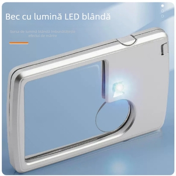 Lupa de mărire portabilă 20×, cu LED pentru citire