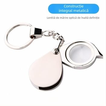 Lupă de mărire portabilă 10×, lupă mini pliabilă HD pentru citire, breloc